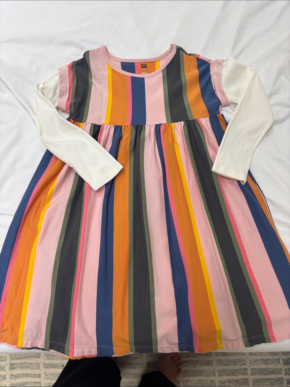 Tea Collection Girls Striped Dress in Pink, Blue, Orange, Yellow, Green